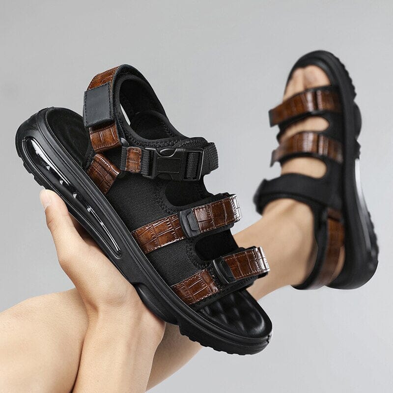 Sandália Masculina em Couro Britânico com Amortecedor