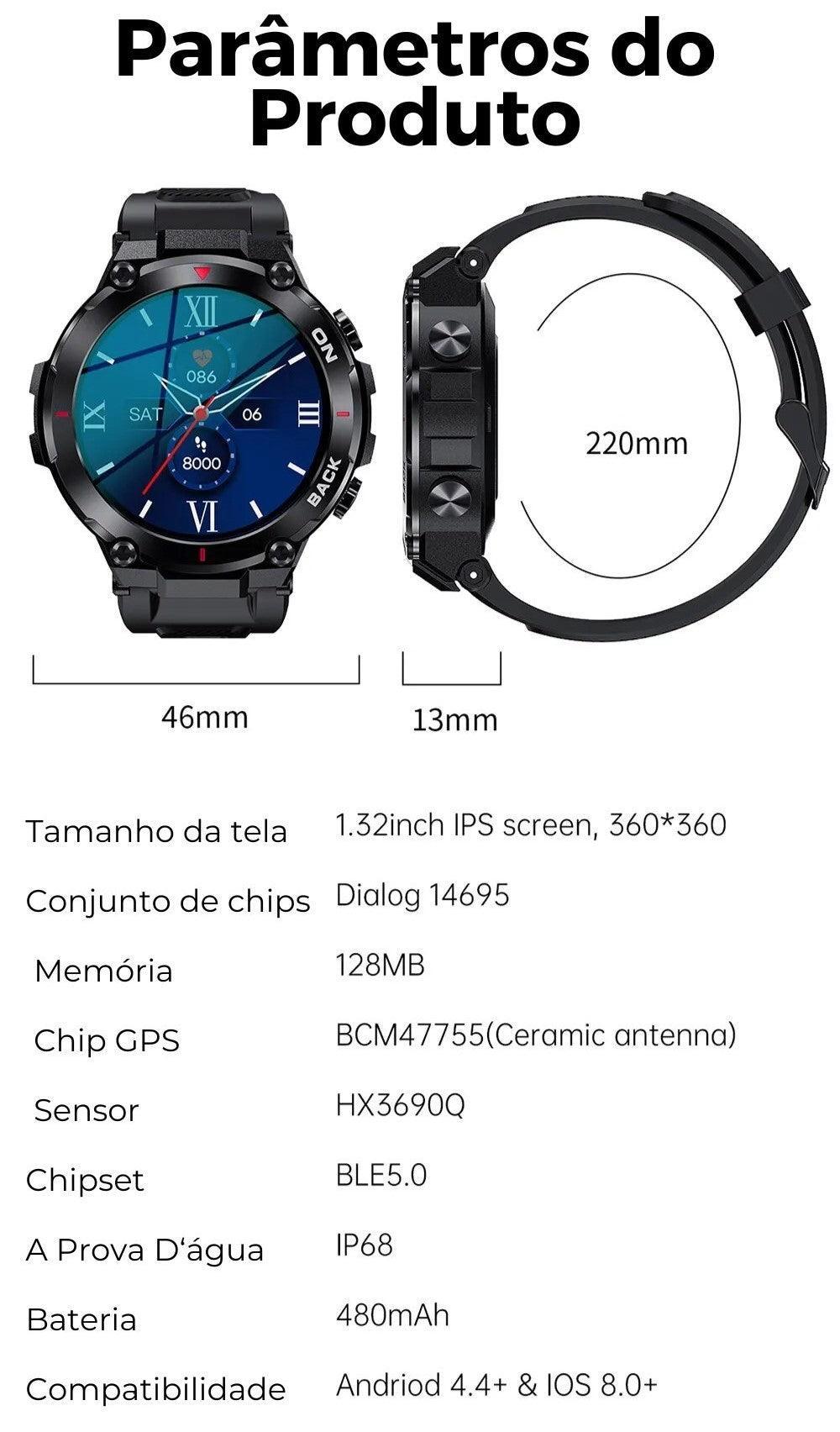 SmartWatch Masculino - Militar 360 - Lojas Promorin