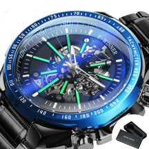 Relógio Automático Luxury T-WINNER - Aço Inoxidável, Ponteiros Luminosos, Vidro de Cristal - Lojas Promorin
